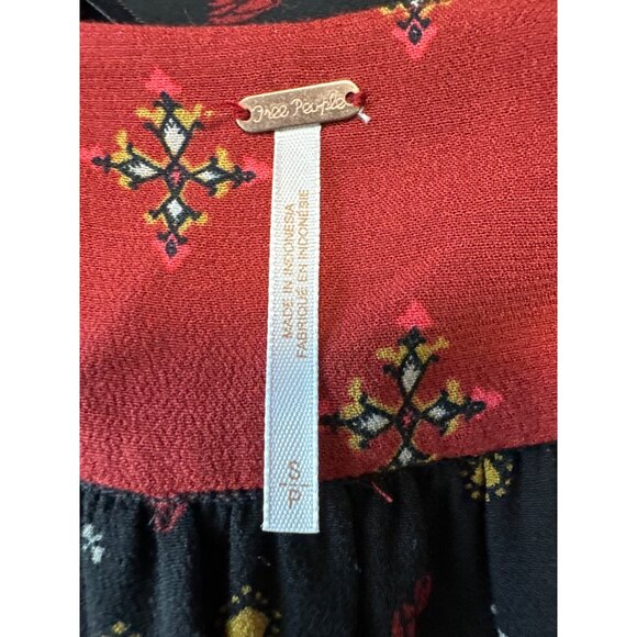 Free People Top Where We Roam Crossover Wrap Long Sleeve Printed Blouse Size S - Picture 9 of 12